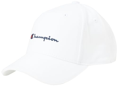 Champion Unisex Kinder Icons Accessories Junior Caps-802421 Woven Cotton Twill Small Script Logo Baseballkappe, Weiß, Einheitsgröße von Champion