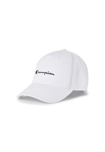 Champion Unisex Kinder Icons Accessories Junior Caps-802421 Woven Cotton Twill Small Script Logo Baseballkappe, Weiß, Einheitsgröße von Champion