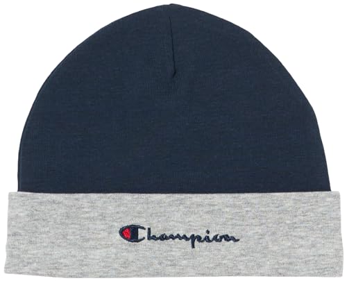 Champion Unisex Kinder Junior Caps-802424 Beanie-Mütze, Marineblau/Hellgrau Melange, Einheitsgröße von Champion