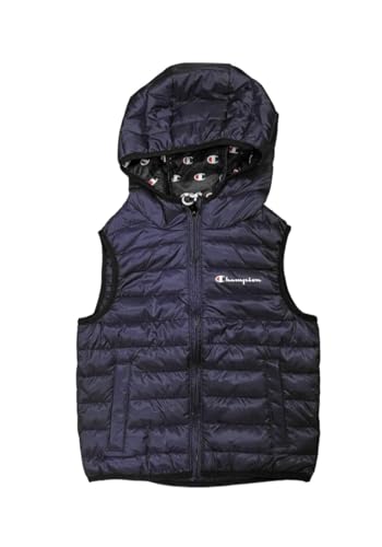 Champion Unisex Kinder Legacy Outdoor K-Light Wr Allover Contrast Logo Hooded S/L Weste, Marineblau, 5-6 Jahre von Champion