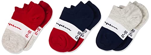 Champion Unisex – Kinder und Jugendliche Seasonal Tricolor 3PP Sneaker Kurze Socken, Multicolore (Rosso/Blu Marino/Grigio Melange Chiaro), 27-30 EU (9-11.5 Kids UK) von Champion