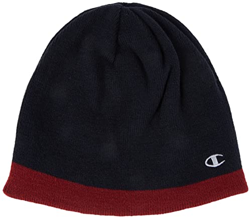 Champion Unisex Knit Reversible Beanie-Mtze, Marine/Carminio Rot, Einheitsgröße für alle von Champion