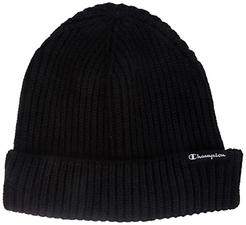 Champion Unisex Knit Small Script Logo Beanie-Mtze, Schwarz, Einheitsgröße für alle von Champion