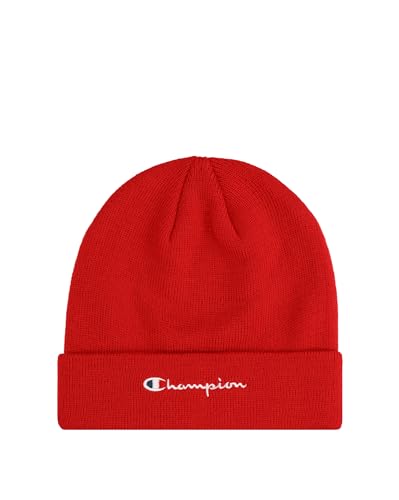 Champion Unisex Lifestyle Caps (806064) -Recycled Acrylic Knitted Yarn Embroidered Script Logo Beanie-Mütze, Rot (RS054), One Size von Champion