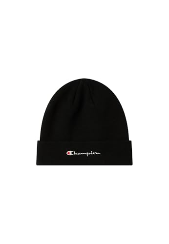 Champion Unisex Lifestyle Caps (806064) -Recycled Acrylic Knitted Yarn Embroidered Script Logo Beanie-Mütze, Schwarz (KK001), One Size von Champion