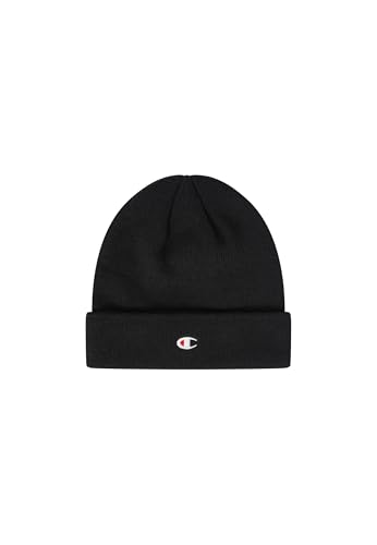 Champion Lifestyle Caps (806065) - Recycled Acrylic Knitted Yarn Embroiedered C-Logo Mütze, Schwarz, Einheitsgröße Unisex - Erwachsene FW24, Schwarz, One Size von Champion