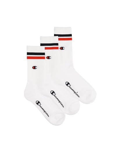 Champion Unisex Seasonal Socks C-Logo 3pp Crew Strümpfe, Dreifach Weiß, 39-42 (3er Pack) von Champion