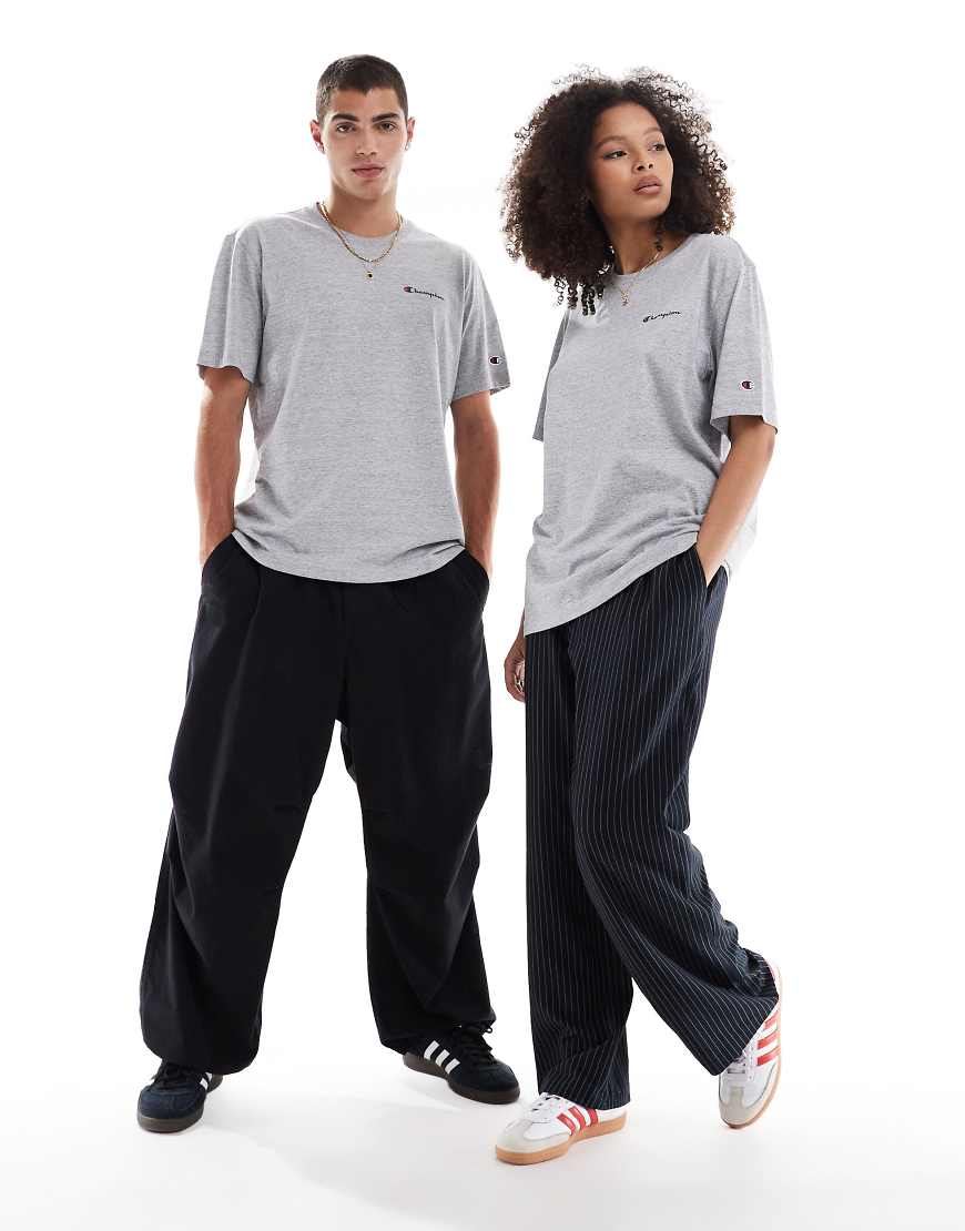 Champion - Unisex-T-Shirt in Grau mit Logo auf der linken Brust von Champion