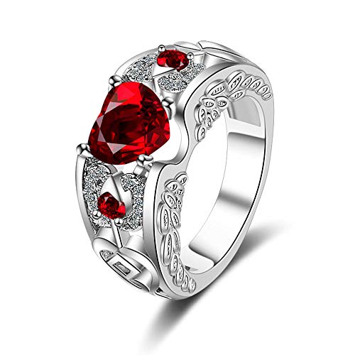 Chandler 925 Sterling Silber Rot Zirkonia Ring Ehering für Damen Herren Mädchen Verstellbare Größe Silber Ring von Chandler