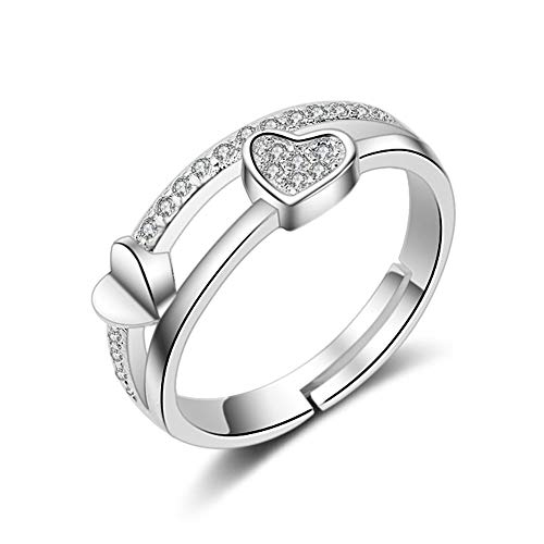 Chandler 925 Sterling Silber Zirkonia kleines Herz offener Ring für Frauen und Mädchen Verstellbare Größe Silberring von Chandler