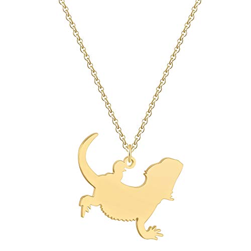 Chandler Bartdrache Eidechse Halskette Drachen Schmuck Haustier Reptil Geschenk Personalisiert Silber Gold Rose Gold Stahl Halsbänder von Chandler