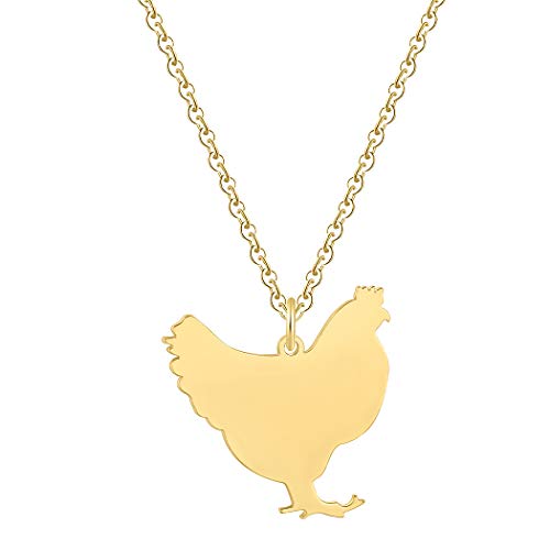Hühnerhalskette für Frauen Mädchen Mode Hahn Anhänger Kette Halsketten Lustige Bauernhoftier Geschenke Edelstahl Schmuck von Chandler