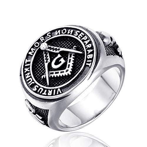 Chandler Edelstahl-Freimaurer-Ring für Männer, Vintage-Freimaurer-Symbol, Freimaurer-Ringe, Hip-Hop-Retro-Ring, religiöser Biker-Ring, Schmuck, Geschenk für Männer und Jungen, Größe 9, Edelstahl von Chandler