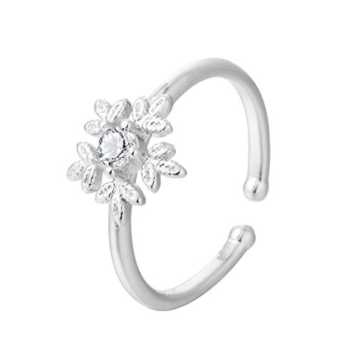 Glänzender einzigartiger offener Ring mit Schneeflocke mit Kristall CZ Diamant 925 Sterling Silber Schmuck für Frauen Mädchen Charm Geburtstagsgeschenk von Chandler