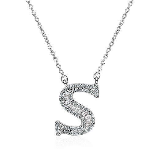 Chandler Letter Halskette Silber Zirkon Halsketten Alphabet Anhänger Halskette Geschenke für Frauen Damen Mädchen von Chandler