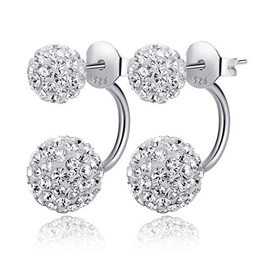 Doppelseitiger Ohrring Modeschmuck Legierung Ohrringe Kristall Kugel Frauen Doppel-Ohrstecker Ohrringe mit Kristallen für Damen | Weiß Strass Stecker Ohrhänger für Frauen Hochzeit von Chandler
