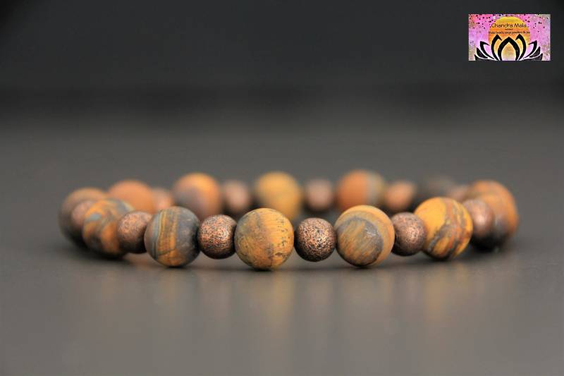 Matte Tiger Eye Armband-Erdung Stabilisierender Schutz-Edelstein Stretch Armband-Kristall Heilstein Armband-Yoga Schmuck-Handgelenk Mala von ChandraMalaJewellery