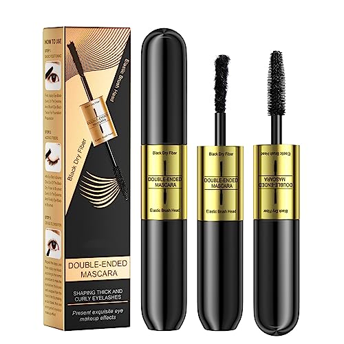 Mascara Schwarz, 2 in 1 Mascara Wasserfest Schwarz, Mascara für Länge und Volumen, Natürliche und False Lash Look in one Mascara, 4D Silk Fiber Wimperntusche von ChaneeHann