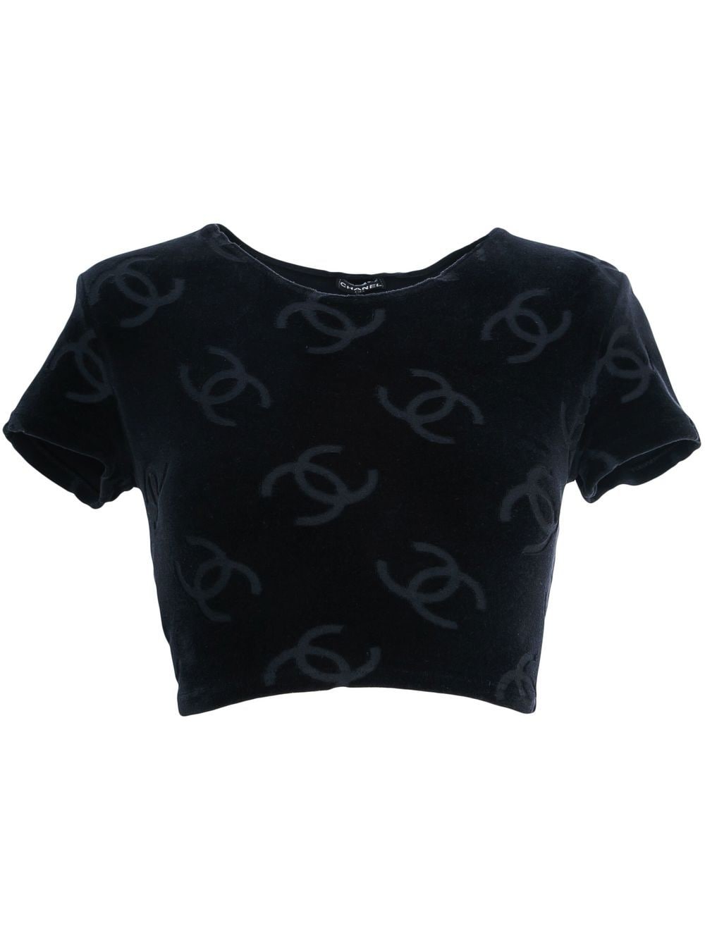 CHANEL Pre-Owned 1990s Cropped-Top mit Logo - Schwarz von CHANEL Pre-Owned