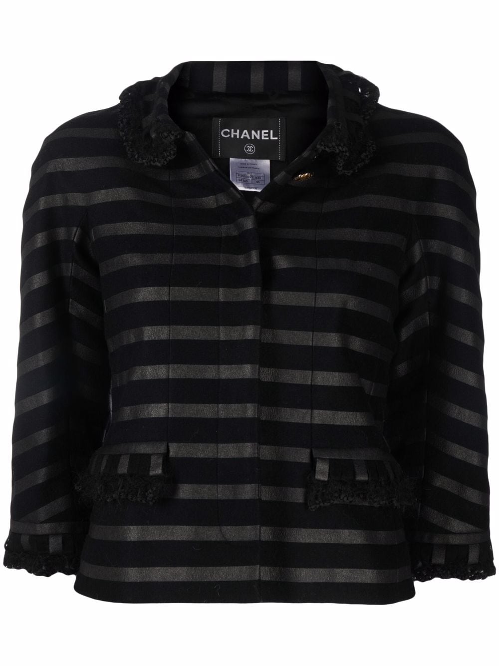 CHANEL Pre-Owned 2009 Gestreifte Jacke - Schwarz von CHANEL Pre-Owned