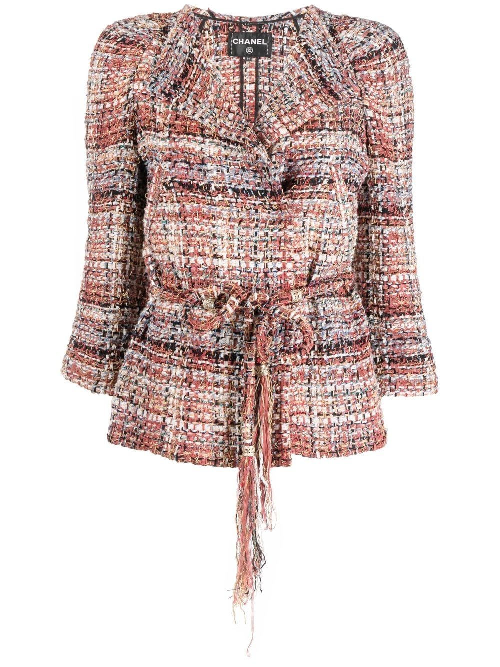 CHANEL Pre-Owned 2010s Tweed-Jacke mit Gürtel - Nude von CHANEL Pre-Owned