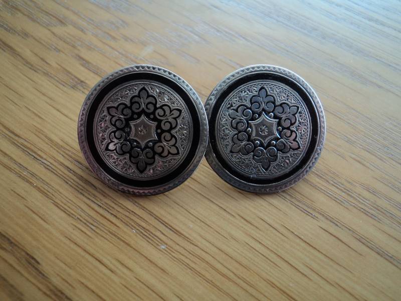 Viktorianisch Silber Emaille Doppel Brosche von ChanelHB