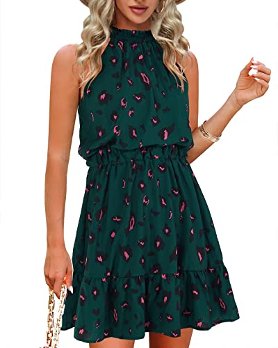 Chang Yun Sommerkleid mit Blumenmuster für Damen Ärmellos Freizeitkleider Boho Sommer Outfits Chiffon Abendkleider Aa-dunkelgrün Small von Chang Yun