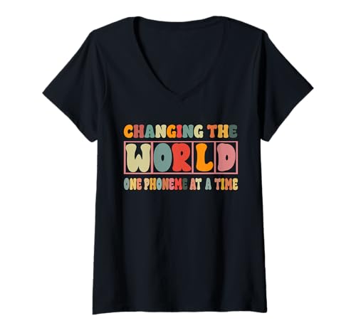 Damen Legasthenie Lehrer Männer Frauen T-Shirt mit V-Ausschnitt Damen Legasthenie Lehrer Männer Frauen T-Shirt mit V-Ausschnitt von Changing The World One Phoneme At A Time