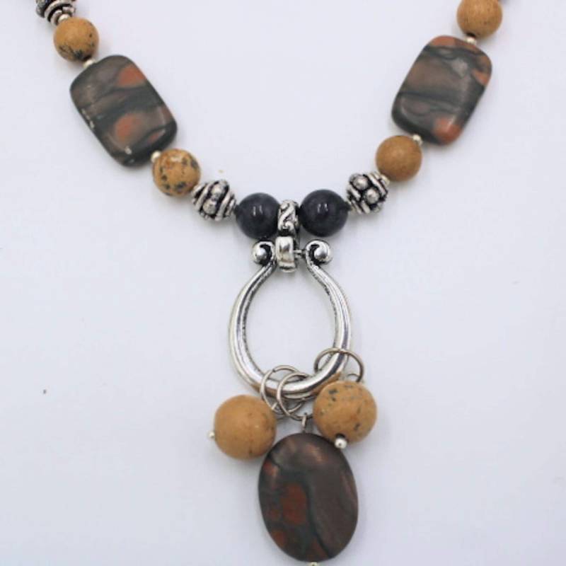 Antikes Silber Mit Braun Picasso Jaspis Und Orange Rocailles Halskette + Ohrringe Schmuck Set - Canyon Marmor Natursteine Hope Antikes Silber Mit Braun Picasso Jaspis Und Orange Rocailles Halskette + Ohrringe Schmuck Set - Canyon Marmor Natursteine Hope von ChannelKCreations