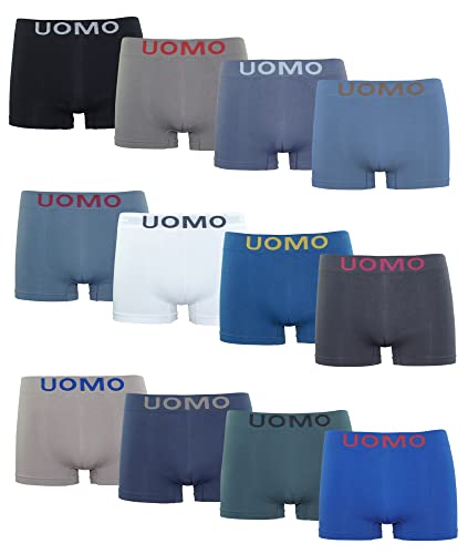 Channo Uomo Herren-Boxershorts aus Lycra, ohne Nähte, Uomo-Kollektion - Packung mit 12, Mehrfarbig, S von Channo