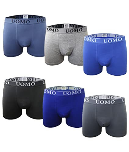 Channo Baumwoll-Boxershorts für Herren, Bequem und Weich. Uomo-Kollektion - Packung mit 6, Mehrfarbig A, 5XL von Channo