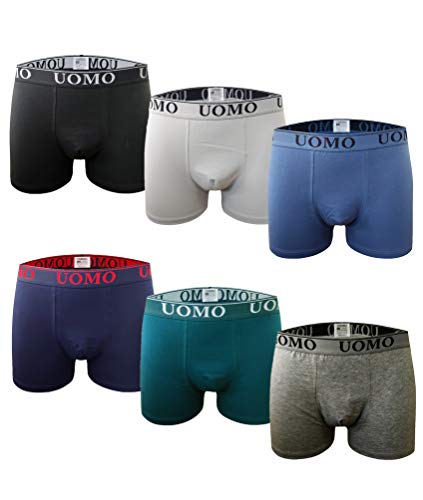 Channo Baumwoll-Boxershorts für Herren, Bequem und Weich. Uomo-Kollektion - Packung mit 6, Mehrfarbig B, 3XL von Channo