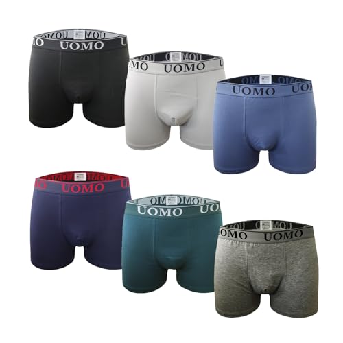 Channo Baumwoll-Boxershorts für Herren, Bequem und Weich. Uomo-Kollektion - Packung mit 6, Mehrfarbig B, L von Channo