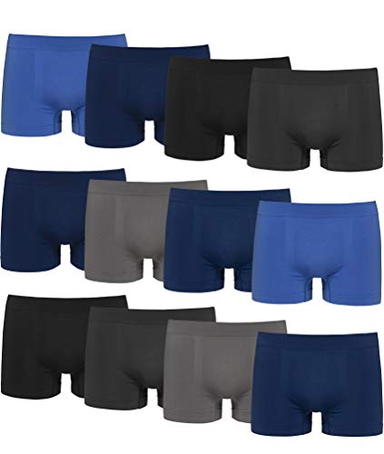 Channo Herren-Boxershorts aus Lycra, Nahtlos, Klassische Designs - Packung mit 12, Dunkel, XXL von Channo