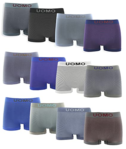 Channo Boxershorts aus Lycra für Herren, Nahtlos, Weich und Bequem - Packung mit 12, Streifen, XXL von Channo