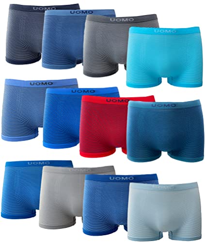 Channo Kinder Nahtlose Boxershorts Uomo - Packung mit 12, Streifen, 12-14 Jahre von Channo