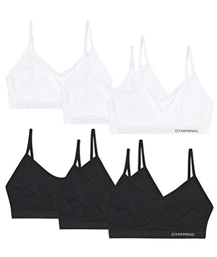 Channo Unsichtbaren nahtlosen Top-BHS ohne Bügel oder Polsterung, aus Lycra mit verstellbaren Trägern - Packung mit 6, Weiß/Schwarz, L/XL von Channo