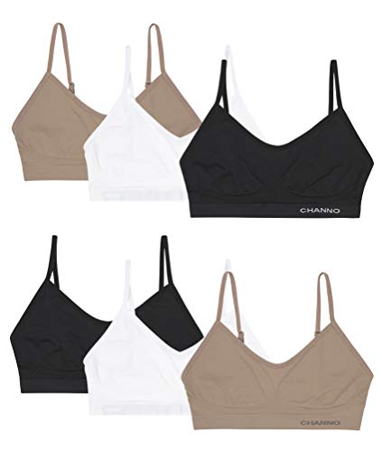 Channo Unsichtbaren nahtlosen Top-BHS ohne Bügel oder Polsterung, aus Nylon mit verstellbaren Trägern - Packung mit 6, Sortiert, S/M von Channo