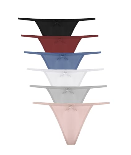 Channo Baumwolle Tanga Set Damen, Unsichtbare Frauen Unterwäsche, Nicht Abfärbender, Atmungsaktiver String Tanga 6er Pack, Sortiert, S/M von Channo