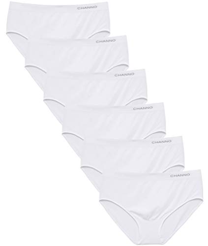 Channo Baumwollhöschen für Frauen, Hoch Tailliert und Nahtlos. Elastisch, Weich und Bequem, Einfarbig - Packung mit 6, Weiß, 3XL Channo Baumwollhöschen für Frauen, Hoch Tailliert und Nahtlos. Elastisch, Weich und Bequem, Einfarbig - Packung mit 6, Weiß, 3XL von Channo