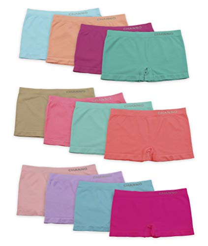 Channo Mädchenslips im Culotte Boxer Stil. Nahtloses Lycra. Weicher Elastischer Mikrofaser in Fröhlichen Farben. Totaler Komfort! (Pack 12, Mehrfarbig 14-16 Jahre) von Channo