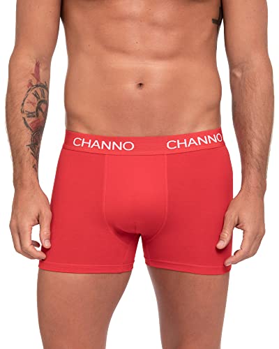 Channo Basic-Boxershorts Rot aus Baumwolle für Herren, Unsichtbar und Weich - Packung mit 2, Rot, XXL von Channo