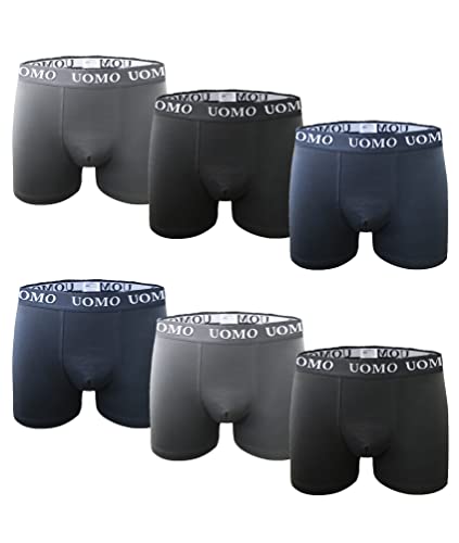 Channo Baumwoll-Boxershorts für Herren, Bequem und Weich. Uomo-Kollektion - Packung mit 6, Sortiert, L von Channo