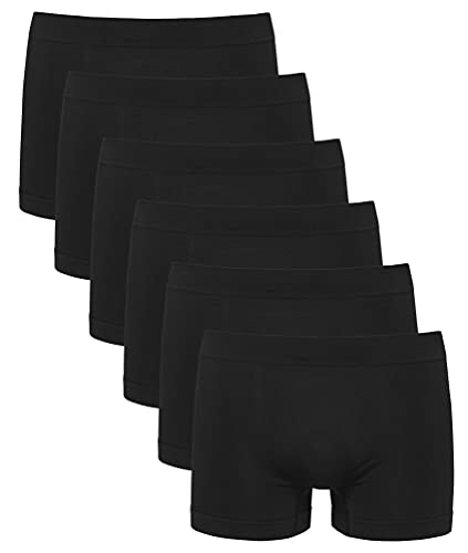 Channo Herren-Unterhose aus Lycra, Nahtlos, Einheitliche Farben - Packung mit 6, Schwarz, L von Channo