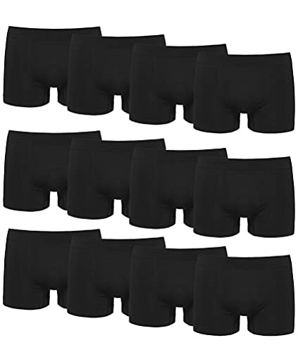 Channo Herren-Boxershorts aus Lycra, Nahtlos, Klassische Designs - Packung mit 12, Schwarz, M von Channo