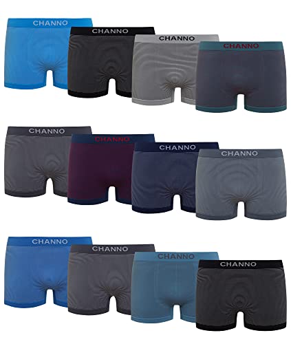 Channo Boxershorts aus Lycra für Herren, Nahtlos, Weich und Bequem - Packung mit 12, Streifen, XXL von Channo