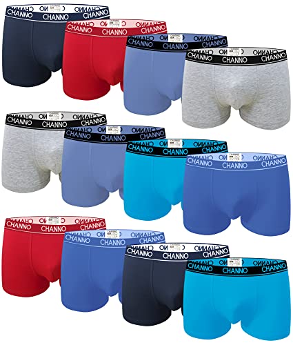 Channo Boxershorts oder Slips für Kinder, Baumwolle, Einfarbig oder mit Aufdruck - 12 Stück, Glatter Boxers, 6-8 Jahre von Channo