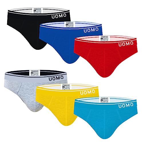 Channo Boxershorts oder Slips für Kinder, Baumwolle, Einfarbig oder mit Aufdruck - 6 Stück, Uomo Slip, 6-8 Jahre von Channo