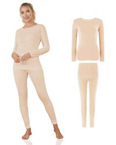 Channo Damen Thermo-Unterhemd - Hochwertige Thermokleidung für kaltes Wetter - Packung mit 1, Beige, XXL von Channo