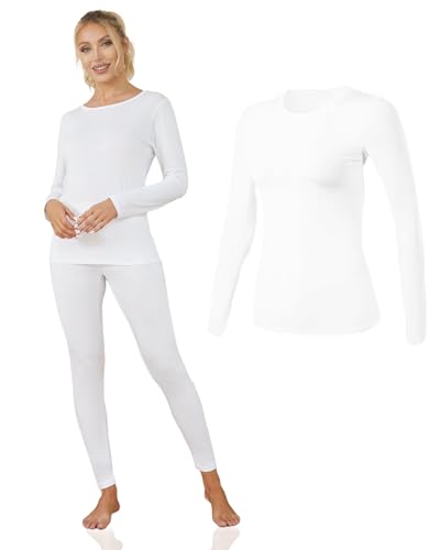 Channo Damen Thermo-Unterhemd - Hochwertige Thermokleidung für kaltes Wetter - Packung mit 1, Weiß, L von Channo